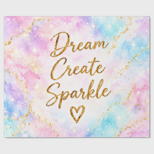 Papel De Regalo Sueña Crea Brillo Pastel Acuarela Oro Rosa