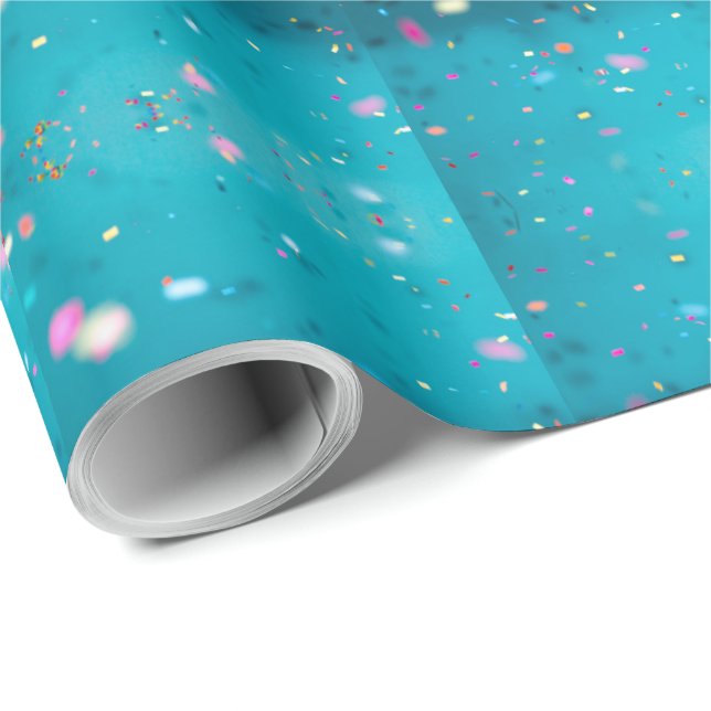 Papel De Regalo Sueño azul de confetti (Esquina del rollo)