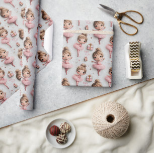 Papel De Regalo Sueño de Bailarina Rosa con Tutus