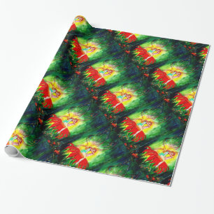 Papel De Regalo SUEÑO DE CARNE EN FLORES ROJOS FANTASÍA Amarilla V