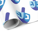 Papel De Regalo Sueños de fondo blanco<br><div class="desc">Gran patrón para envolver tus regalos de Hanukkah. Sueños azules sobre fondo blanco. Para cambiar el color de fondo,  pulse el botón Personalizar</div>