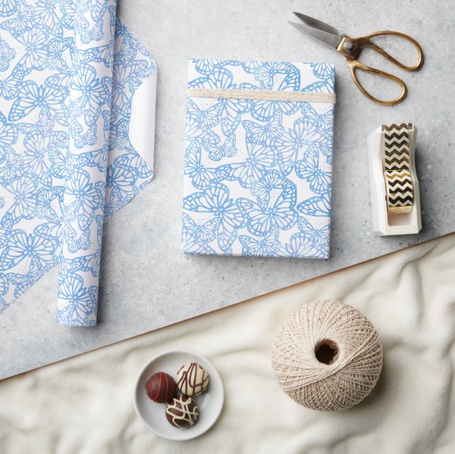 Papel De Regalo Sueños de mariposa (azul) (Artesanía)