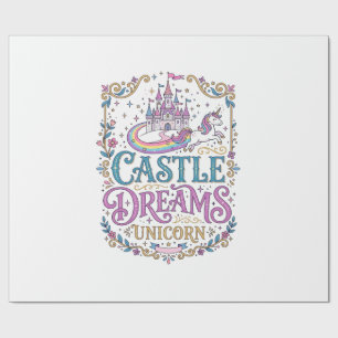Papel De Regalo Sueños del Castillo de Unicornio Unicornio Fondo B