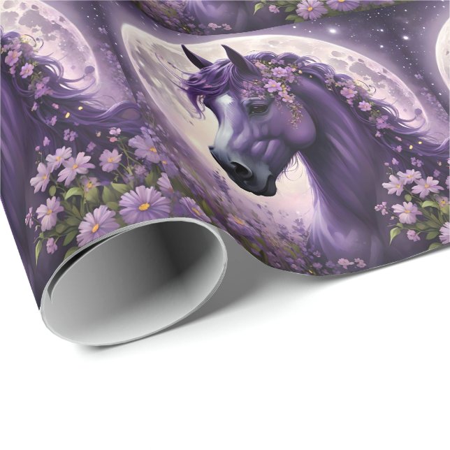 Papel De Regalo "Sueños florecientes: el caballo morado de la fant (Esquina del rollo)