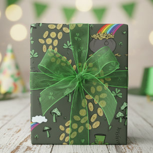 Papel De Regalo Suerte & Alegría Día de San Patricio Trébol de tre