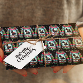 Papel De Regalo Suéter de Navidades feos de perro negro