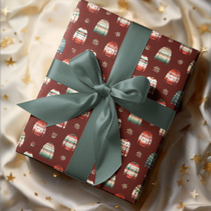 Papel De Regalo Suéter de Navidades feos   Patrón Holly y Berries