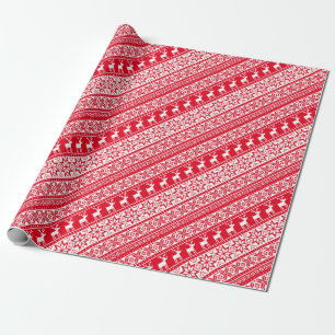 Papel De Regalo Suéter de reno de copas de nieve nórdica Navidades