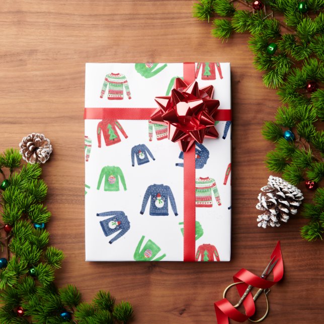 Papel De Regalo Suéter feo de Navidad  (Regalo de vacaciones)