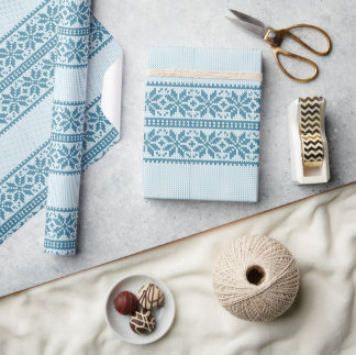 Papel De Regalo Suéter feo de Navidad con copo de nieve azul tejid