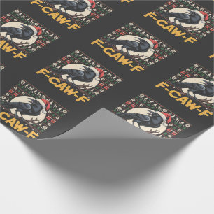 Papel De Regalo Suéter feo de Navidad divertido cuervo F-Caw-F Nav