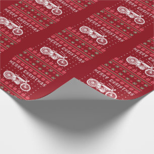Papel De Regalo Suéter feo del navidad de la motocicleta del