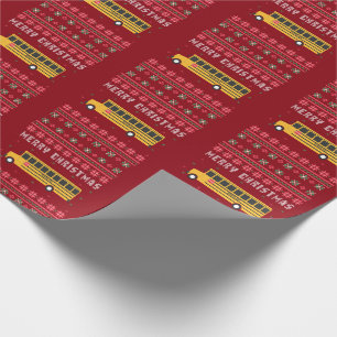 Papel De Regalo Suéter Navidad feo de autobús escolar amarillo