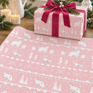 Papel De Regalo Suéter Nórdico Blanco Animales de Invierno Bonito 
