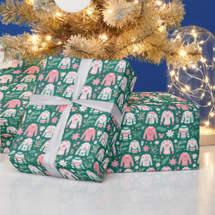 Papel De Regalo Suéteres de Navidades abigarrados y verdes