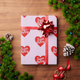 Papel De Regalo Sugar Mommy Tipografía Corazones Rosados Divertido