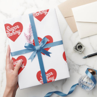 Papel De Regalo Sugar Mommy Tipografía Corazones Rosados Divertido