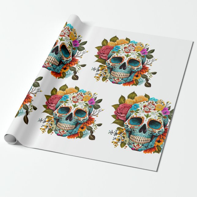 Papel De Regalo Sugar Skull (Desenrollado)