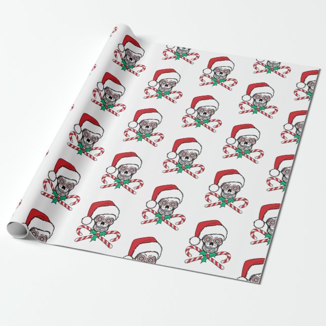 Papel De Regalo Sugar Skull Santa (Desenrollado)