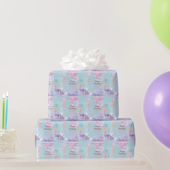 Papel De Regalo ¡Sumérgete en una Fiesta de Cumpleaños de Sirena! (Regalos de fiesta)