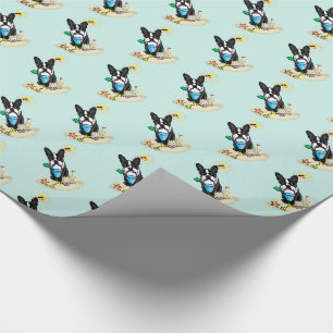 Papel De Regalo Summer Beach Boston Terrier (negro) - Perro lindo