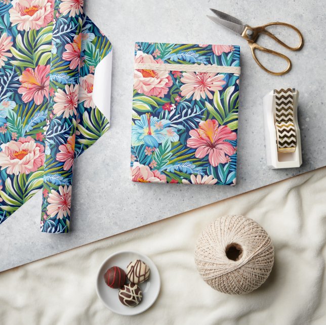 Papel De Regalo Summer Flowers Tropical Pretty Floral Pattern (Artesanía)