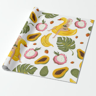 Papel De Regalo Summer seamless pattern background with exotic fru