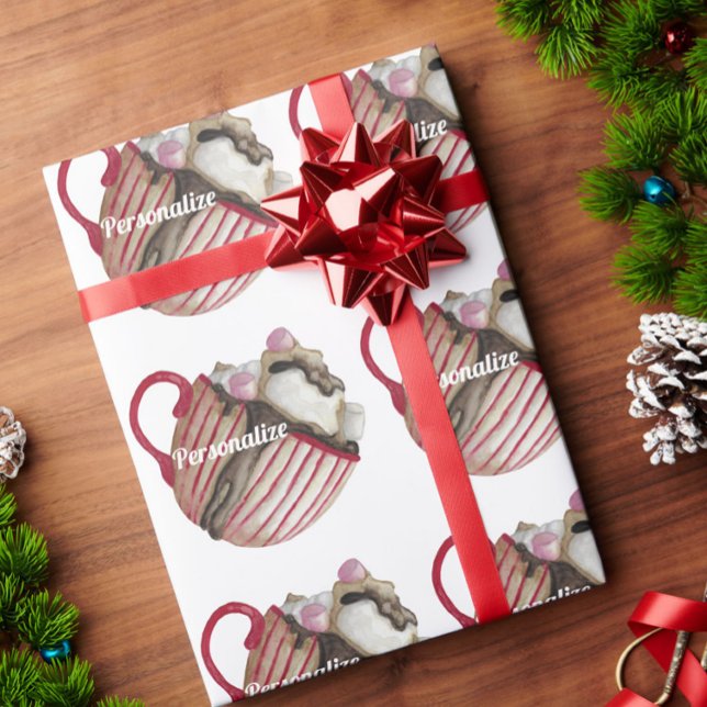 Papel De Regalo Sundae de chocolate caliente malvavisco cacao rojo (Subido por el creador)