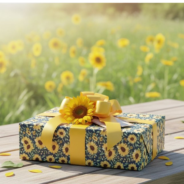 Papel De Regalo Sunflower and Foliage Pattern Gift Wrap Paper  (Subido por el creador)