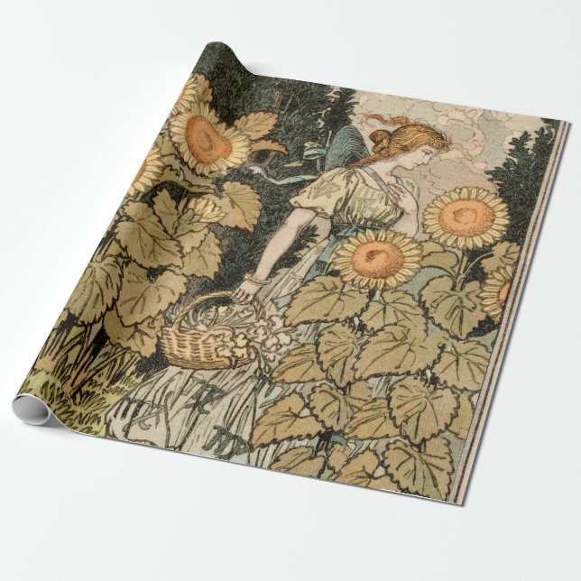 Papel De Regalo Sunflower Art Nouveau Garden Grasset Mujer (Desenrollado)