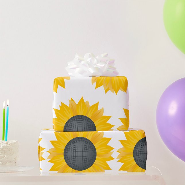 Papel De Regalo Sunflower Disco Ball Retro Fiesta Vibe (Subido por el creador)