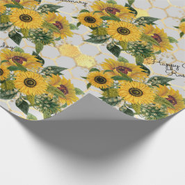 Papel De Regalo Sunflower Feliz cumpleaños o jubilación Añadir nom