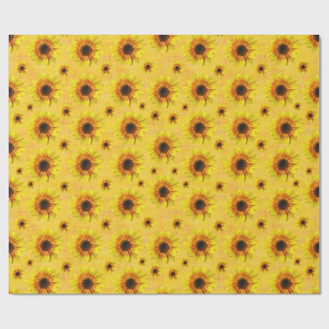 Papel De Regalo Sunflower Floral Rustic Country Wrapping Paper (Superficie plana)