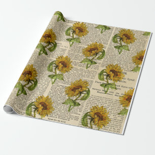 Papel De Regalo Sunflower y la prensa antigua