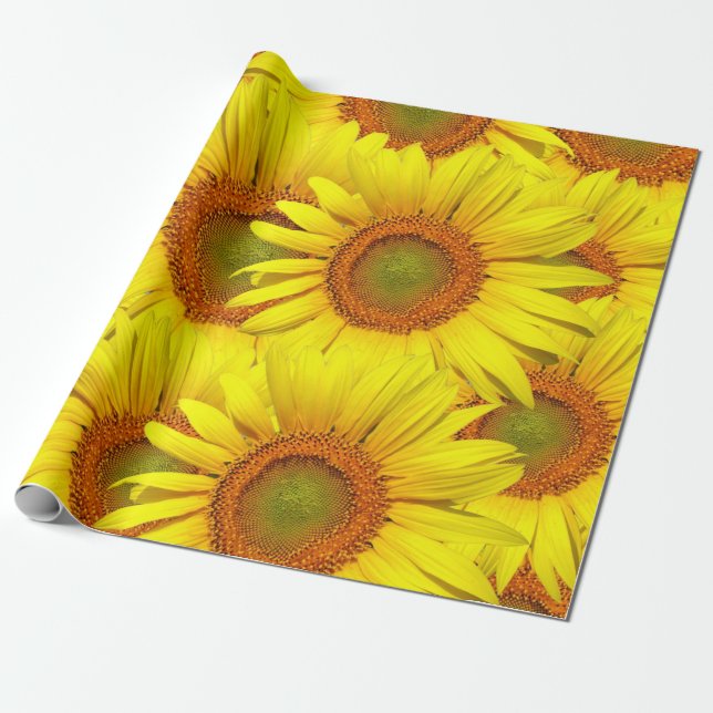 Papel De Regalo Sunflowers Rustic Country Floral Summer Yellow (Desenrollado)