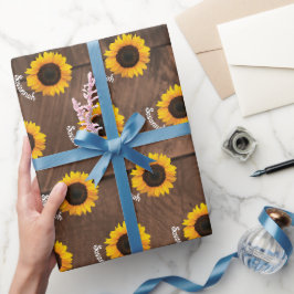 Papel De Regalo Sunflowers y Barnwood Personalizadas