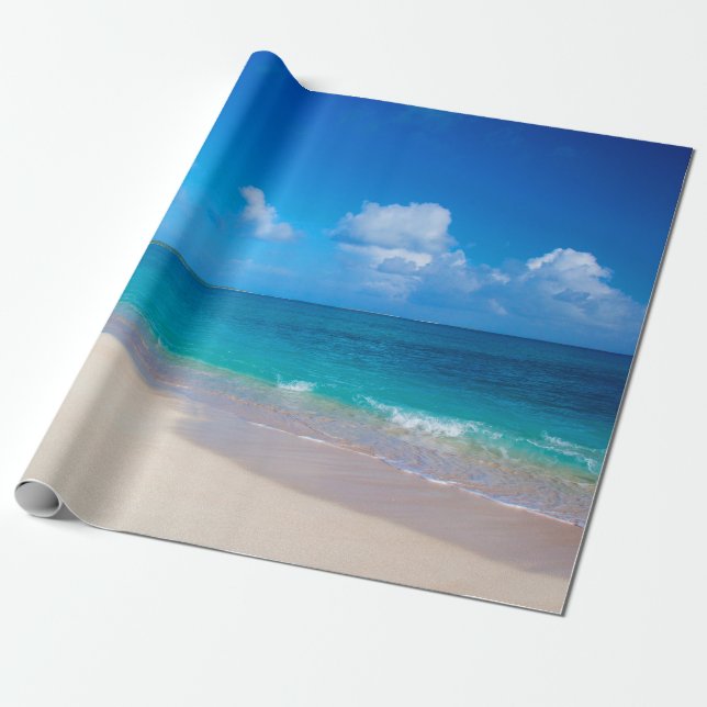 Papel De Regalo Sunny Sandy Tropical Island Beach (Desenrollado)