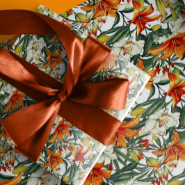 Papel De Regalo "Sunny Soiree" Naranja tropical California Lilies