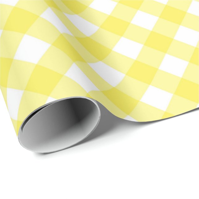 Papel De Regalo Sunny Yellow Gingham Pattern (Esquina del rollo)