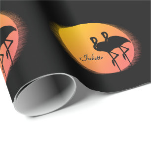 Papel De Regalo Sunset Flamingos Personal con Nombre