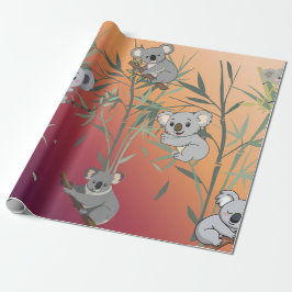 Papel De Regalo Sunset Gradient Cute Koala & Bamboo 