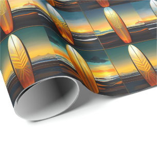 Papel De Regalo Sunset Tropical Surfing Ocean