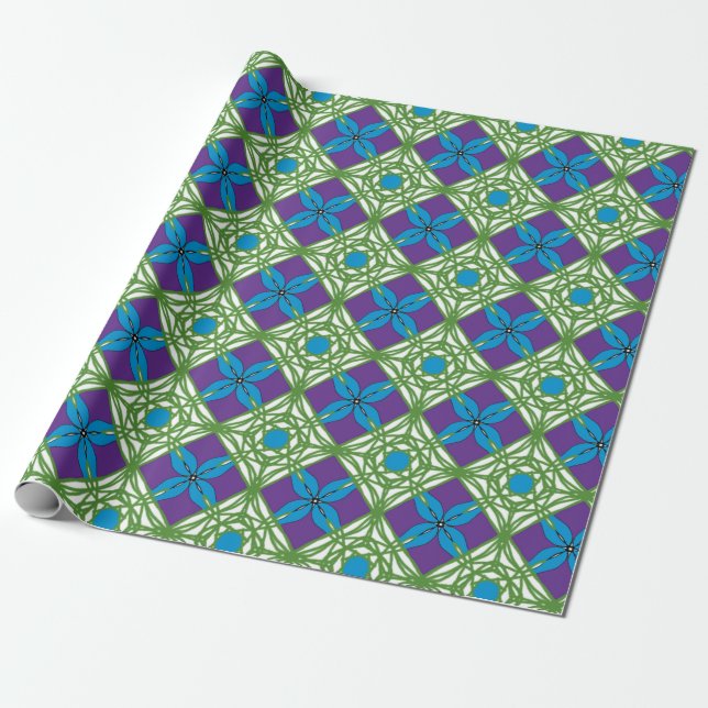 Papel De Regalo Sunset verde azul (Desenrollado)