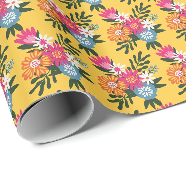 Papel De Regalo Sunshine Soiree | Floral amarilla y lúdica (Esquina del rollo)