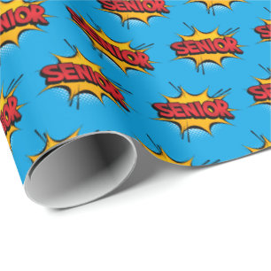 Papel De Regalo Super Héroe superior de fondo azul