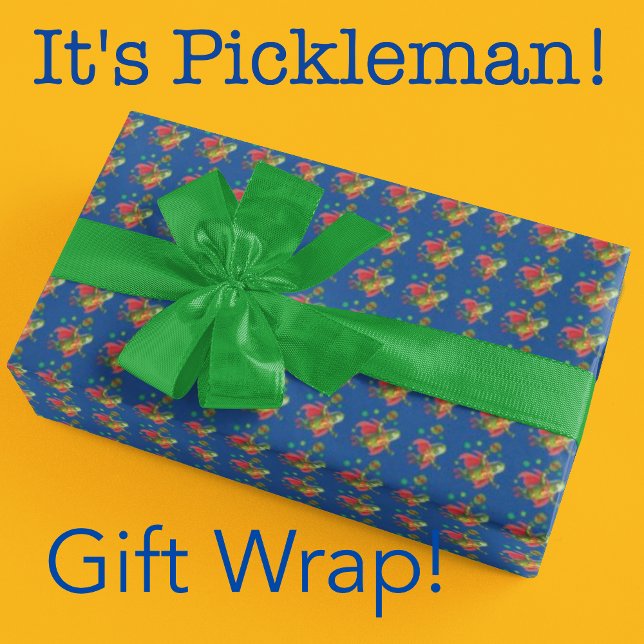 Papel De Regalo Super Pickleman Red Green Blue (Fun pickleball themed wrapping paper!)