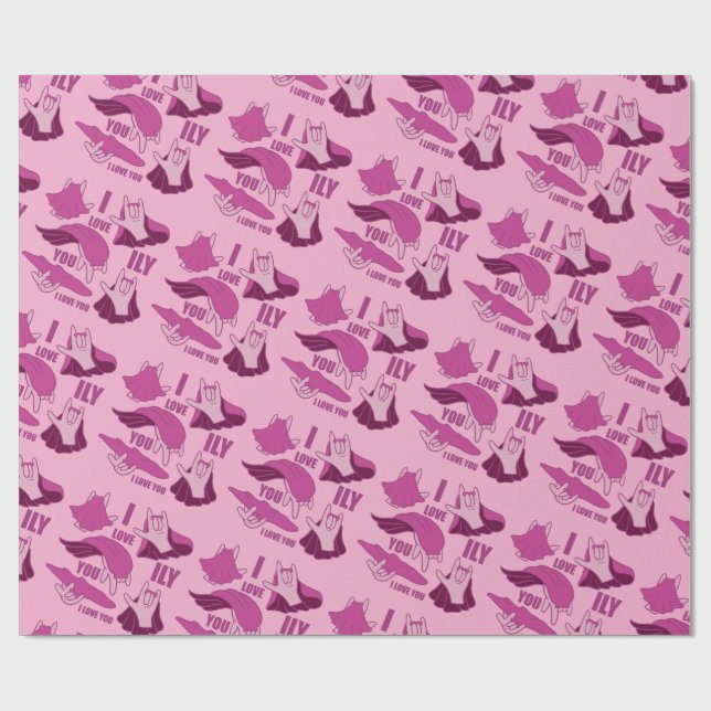 Papel De Regalo Superhéroe ILY - Diseño ASL (Superficie plana)