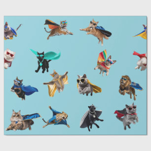 Papel De Regalo Superhéroes Gatos