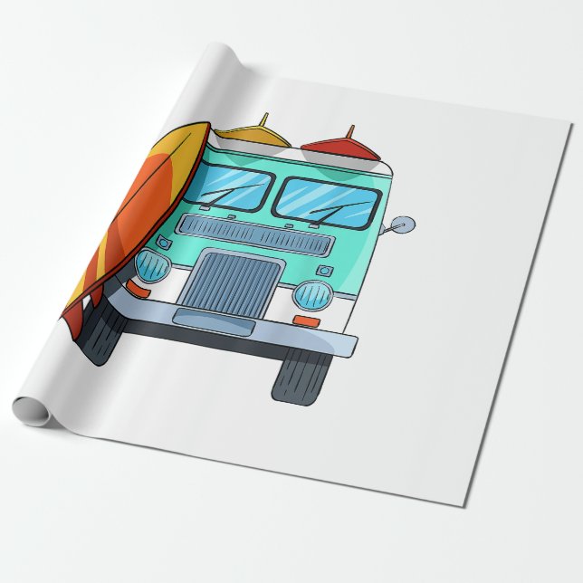 Papel De Regalo Surf Van Surfboard Palm Trees Surfing Surfing Surf (Desenrollado)