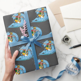 Papel De Regalo Surfer on Blue Wave